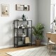 image 2 of HOMCOM Industrial Bookshelf Bookcase w/ Open Shelves for Study | Grey