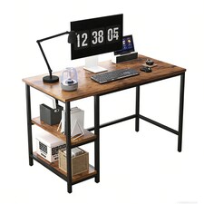 MCC Direct Computer Desk with 2 adjustable shelves 100cm Chicago Brown | Brown