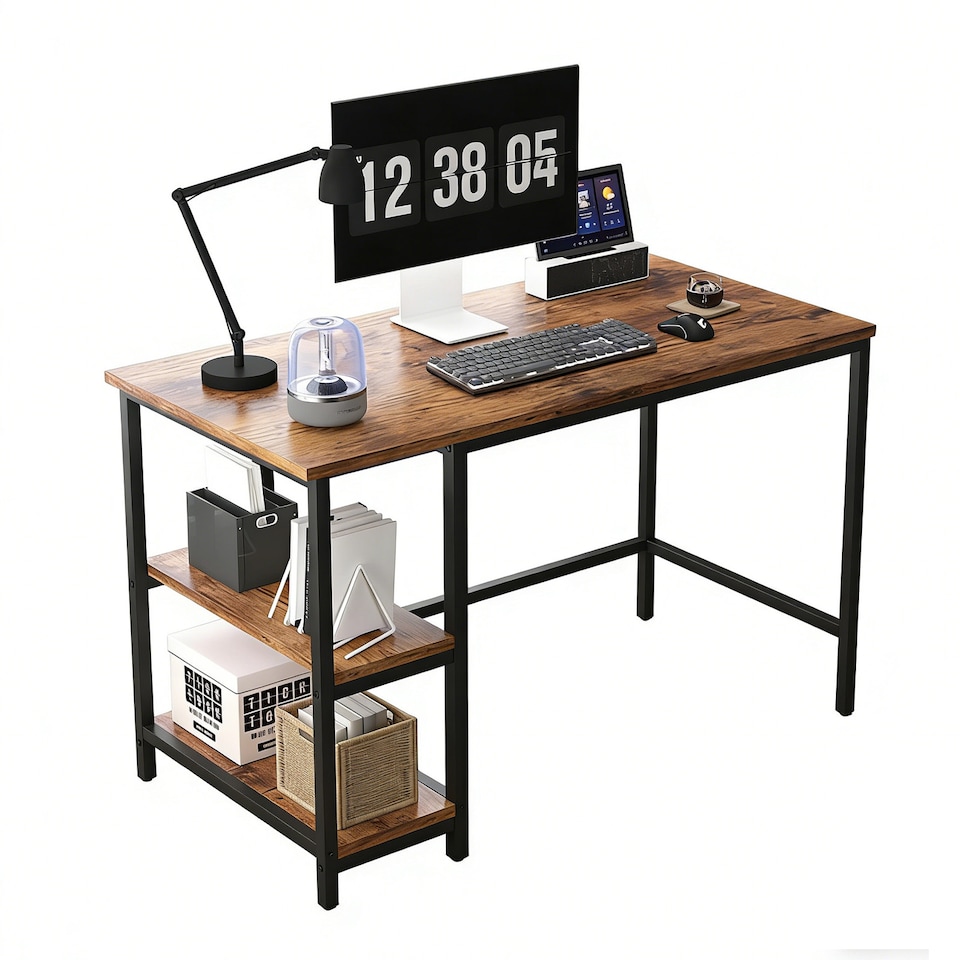 image 1 of MCC Direct Computer Desk with 2 adjustable shelves 100cm Chicago Brown | Brown