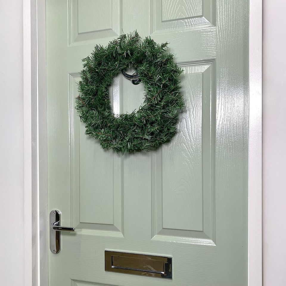 image 1 of 45cm Plain Green Colorado Christmas Door Wreath with PVC Tips