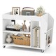 image 1 of COSTWAY Side End Table 3-Tier Bookshelf Rolling Nightstand White