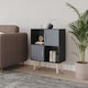 image 3 of Black 4-Cube Storage Unit with 2 Metal Handle Doors and Legs | Grey | Grey & Pine | 1