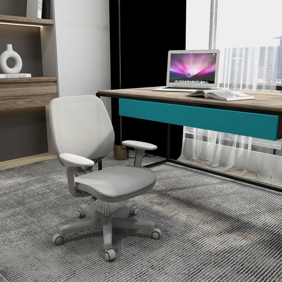 image 1 of Vinsetto Office Chair, 360 Degree Swivel Desk Chair with Wheels, Grey Grey