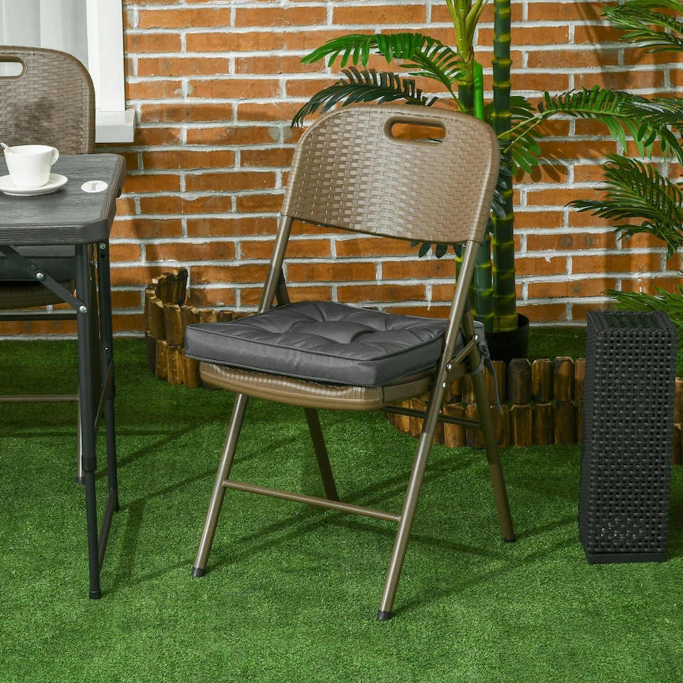 image 1 of Outsunny 42 x 42cm Replacement Garden Seat Cushion Pad with Ties, Grey