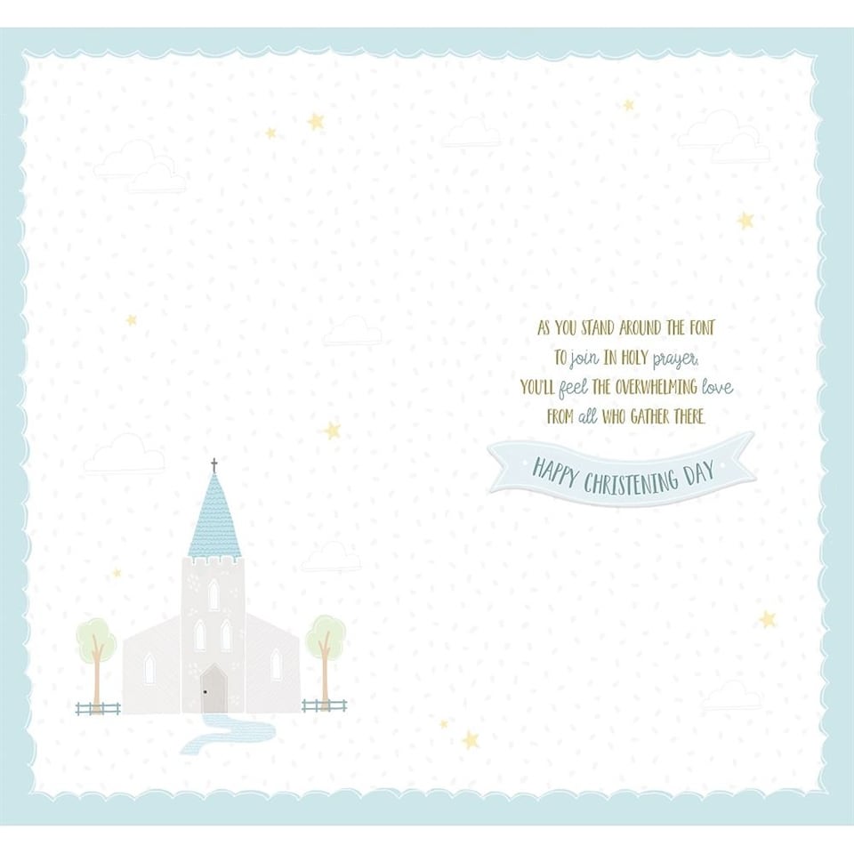 image 1 of Chapel and Sentiment Verse Beautiful Grandson Christening Congratulations Card