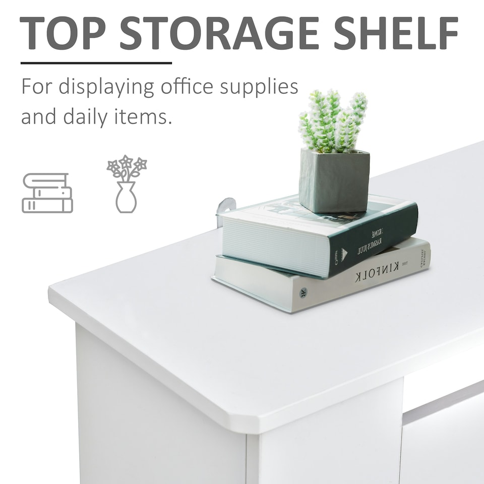 image 1 of HOMCOM Radiator Cover Wooden Cabinet Vertical Slatted Vent MDF White Home