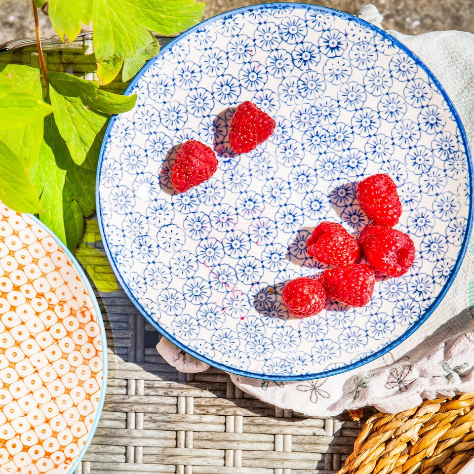 image 1 of Nicola Spring Hand-Printed Side Plates - 18cm - 6 Colours - Pack of 6 | Multi | Multi