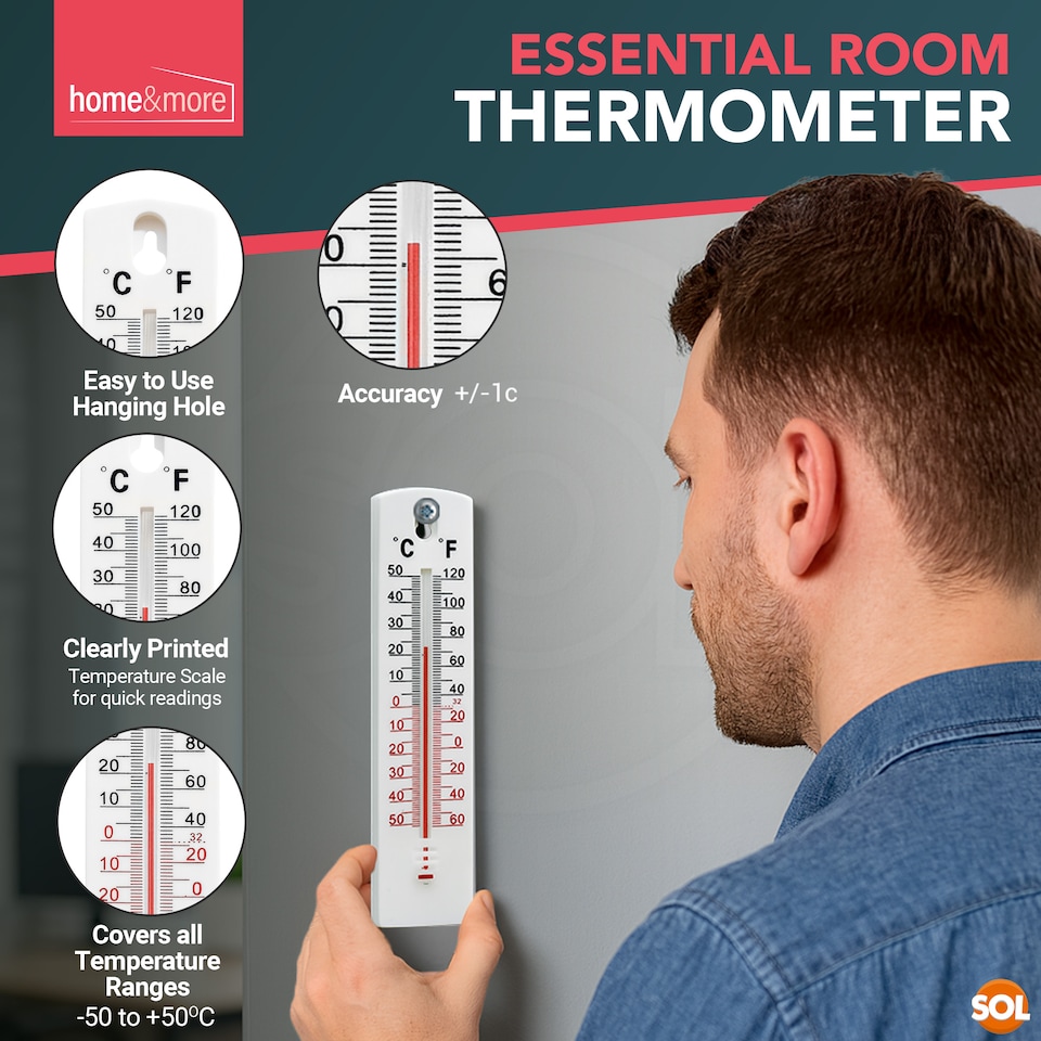 image 1 of 2pk Wall Thermometers – Indoor & Outdoor Temperature Monitors, Easy-Mount Design with Accurate Readings for Home & Greenhouse