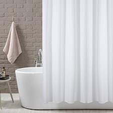 KAV White Extra Long Shower Curtain Mould and Mildew Resistant Solid White, (Width) 180 x 200 cm ( length)
