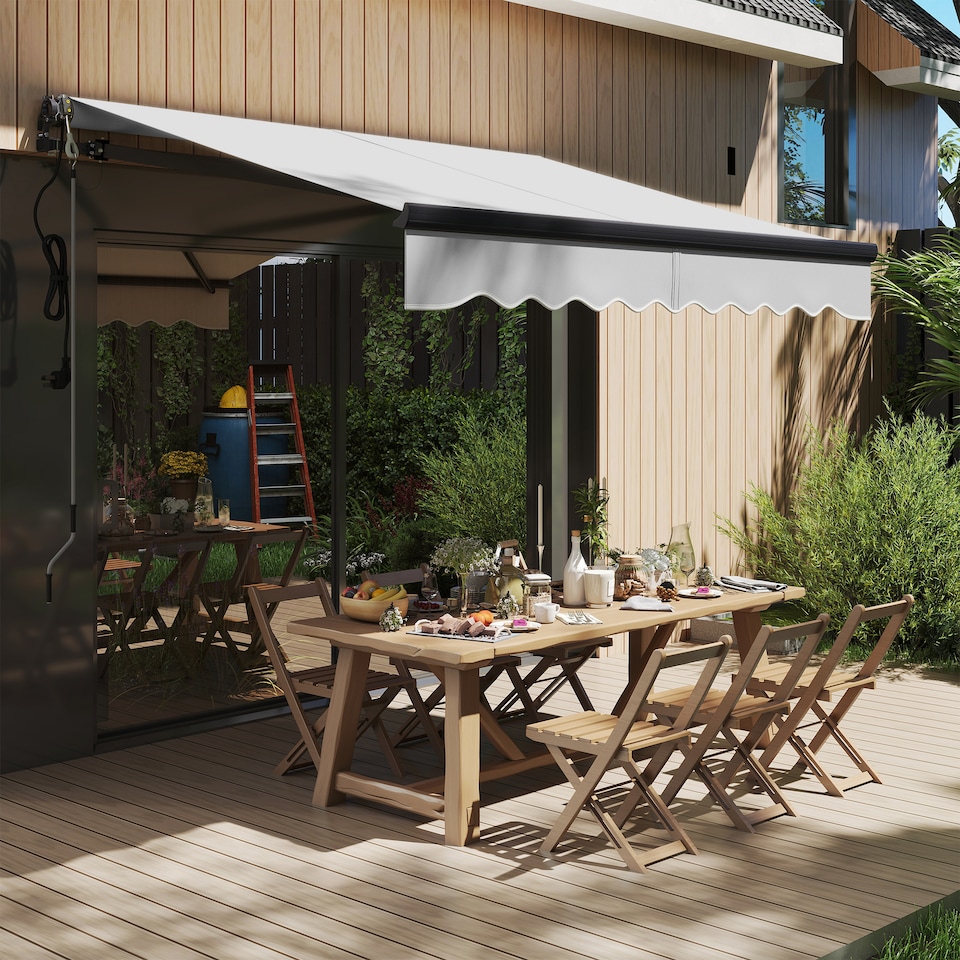 image 1 of Outsunny 2.5 x 2m Electric Retractable Awning w Aluminium Frame Light Grey | Grey | 1