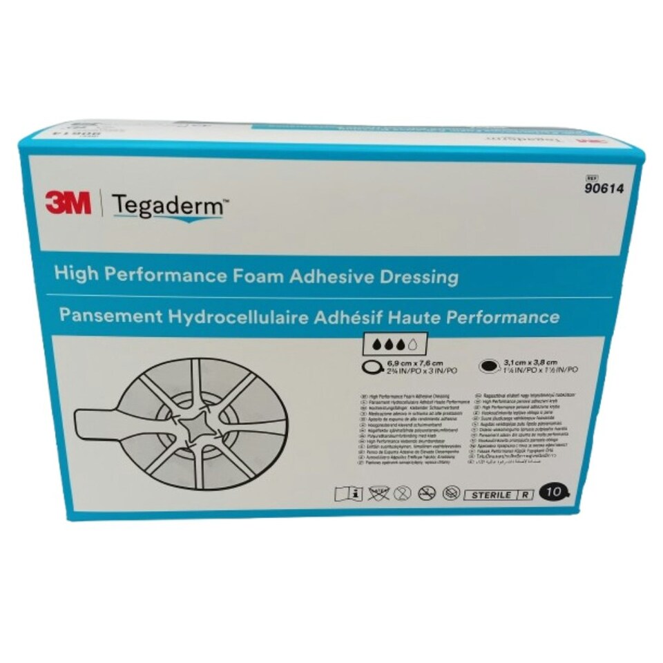 Tegaderm Foam Dressing Oval 6.9cm x 7.6cm - Box of 10