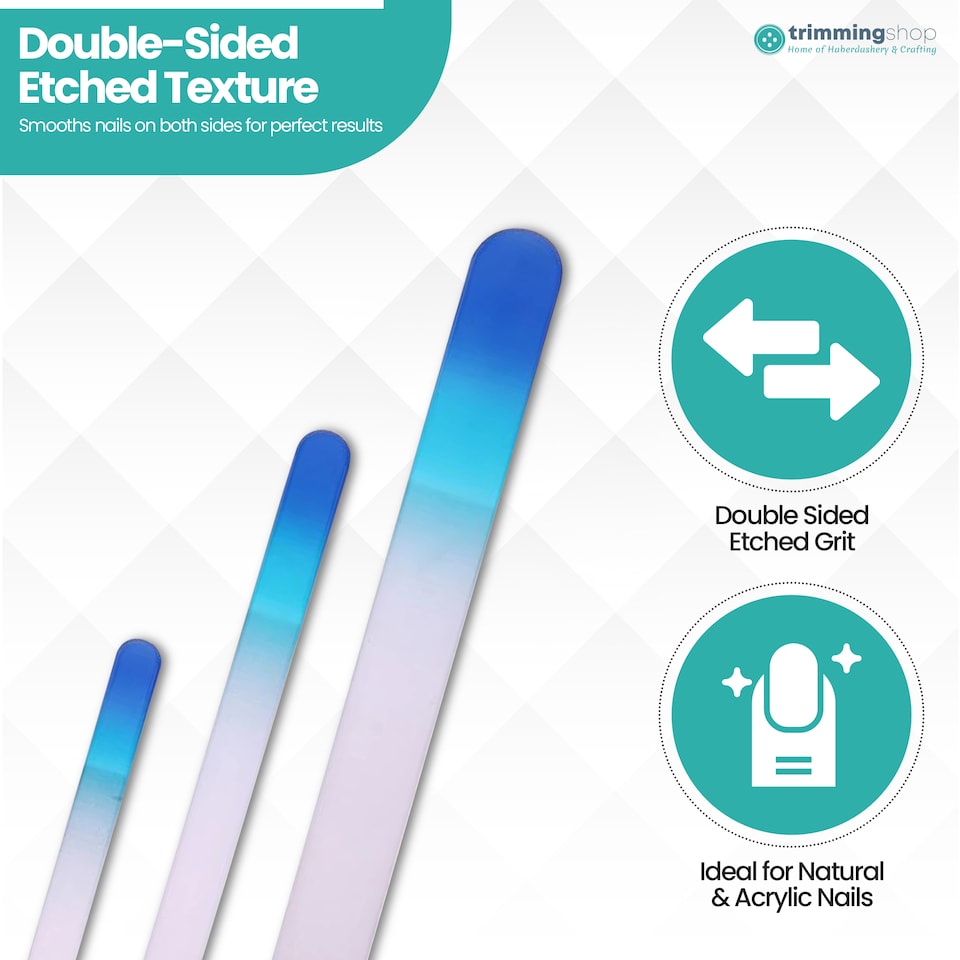 image 1 of Turquoise Glass Nail File Set, Gel & Acrylic Nails - 3pcs