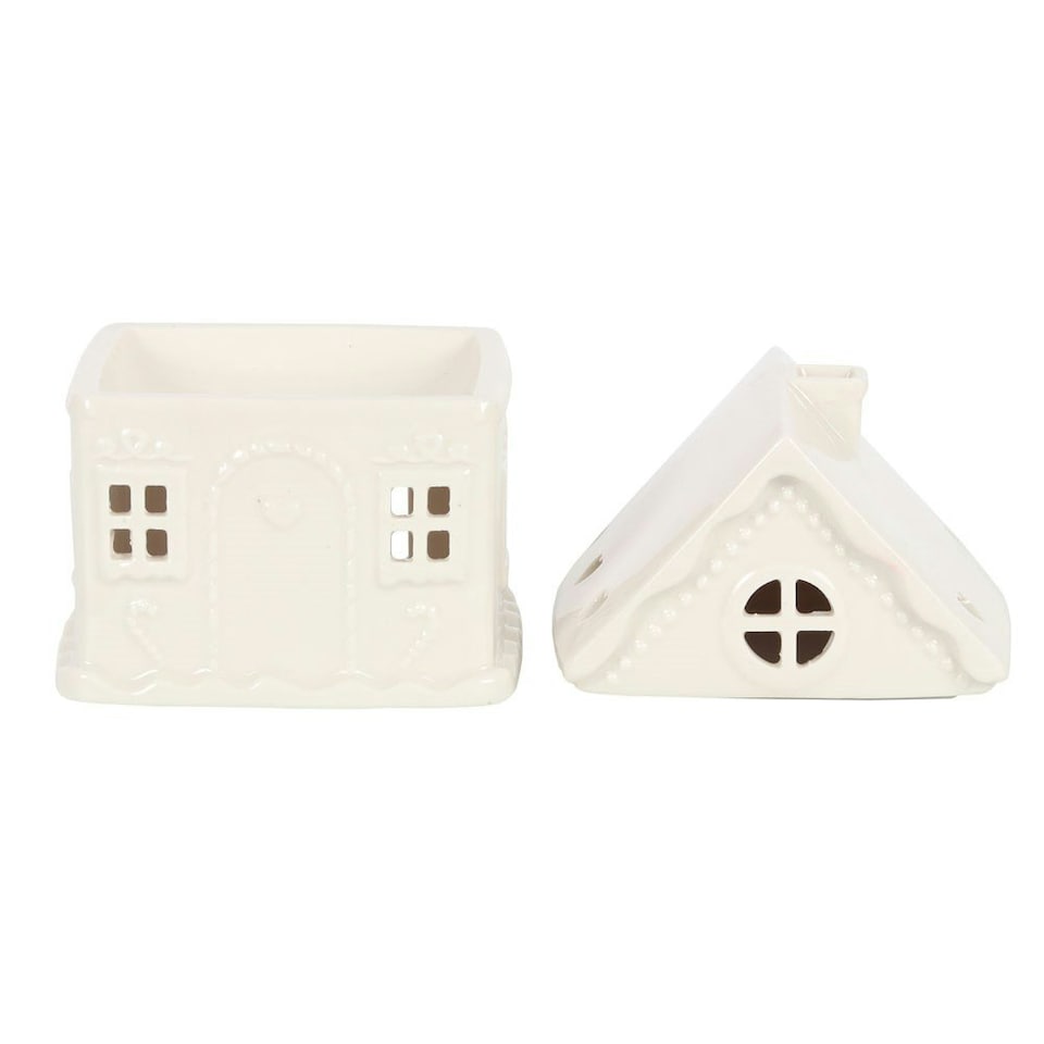image 1 of Ceramic White Gingerbread House Oil Burner