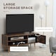 image 3 of HOMCOM TV Stand Cabinet up to 55 Inches, TV Unit with Single Door and Open Shelves, Cable Holes for Living Room, Bedroom, Brown