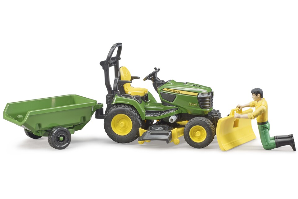 image 1 of Bruder bworld John Deere Lawn tractor with trailer and gardener Farm Tractor Model