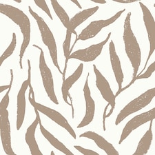 Olive Leaf Wallpaper in Coffee on Cream | Cream | Cream