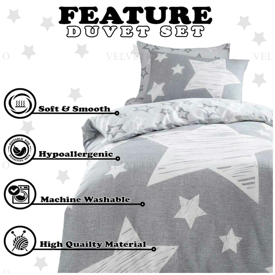image 1 of VELVETIO Superstar Duvet Cover Set Soft Polycotton Reversible Kids Beddings Pink | Blush Pink | Double