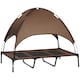 image 1 of PawHut 122cm Elevated Dog Bed Cooling Raised Pet Cot UV Protection Canopy Brown
