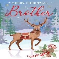 Magnificent Stag Embellished Brother Large Christmas Card