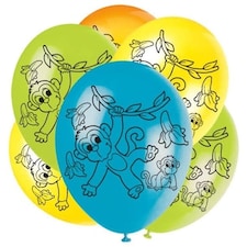 Assorted Monkeys Latex Balloons 30cm / 12 in - Pack of 6