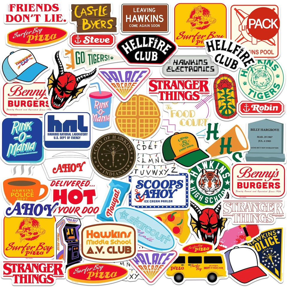 image 1 of Stranger Things Assorted Designs Stickers (Pack of 50) - Multicoloured - One Size