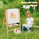 image 5 of COSTWAY 3-in-1 Foldable Kids Easel Kids Wooden Art Easel Double Sided Blackboard Chalks