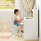 image 6 of COSTWAY Kids Study Desk and Chair Set Wooden Children Writing Table-White