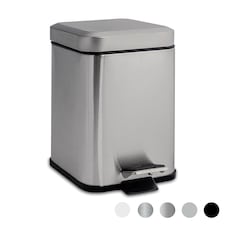 Harbour Housewares Square Bathroom Pedal Bin - 3 Litre - Brushed Metal