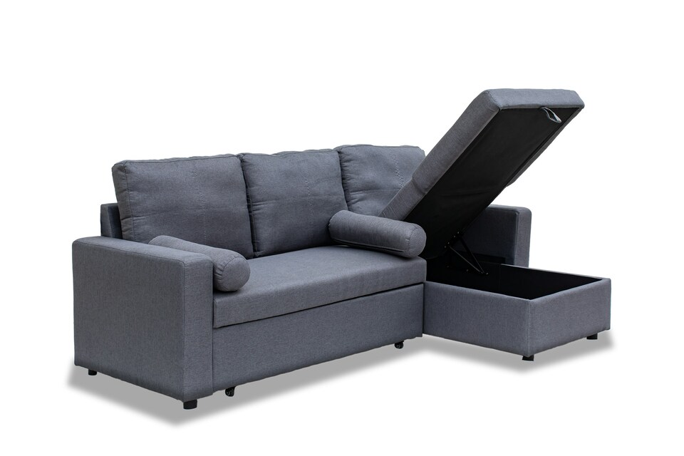 image 1 of Manhattan Grey 3 Seat Corner Sofa Bed Set - Left or Right | Multi | Three Seater