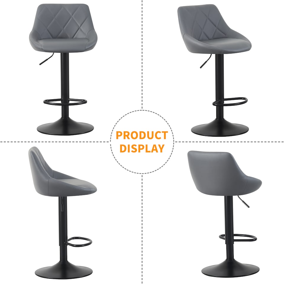image 1 of MCC Direct Set of 2 Height Adjustable Bar Stool Kitchen Breakfast Chairs Stanley