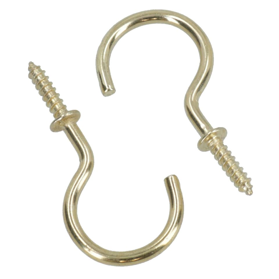 image 1 of 38mm Cup Hook Screws Picture Curtain Hangers Fasteners Brass Coated 75pc