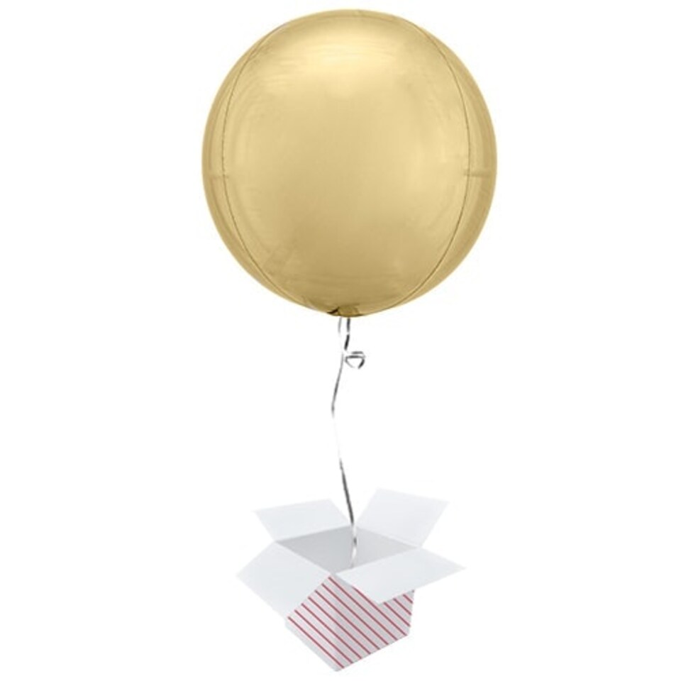White Gold Orbz Foil Helium Balloon - Inflated Balloon in a Box