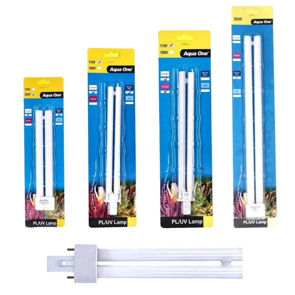 image 1 of Aqua One Mix Sunlight & Marine Blue PL CFL Light Bulb Lamp For Aquarium 9-36W Clear