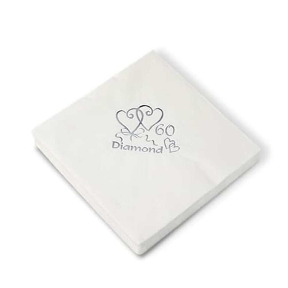 Diamond Wedding Anniversary 3 Ply Napkins – 16 Inches / 40cm – Pack of 20