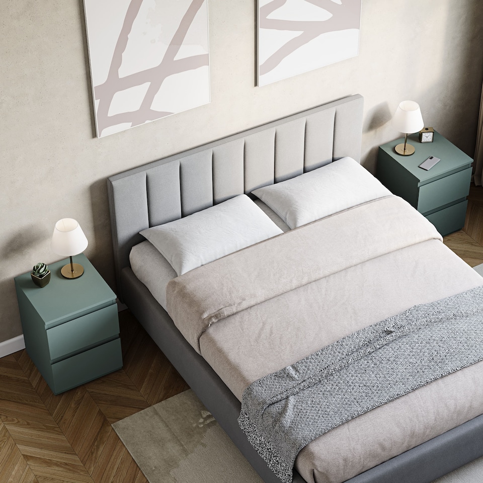 image 1 of Vida Designs Denver Large 2 Drawer Chest of Drawer Bedside Cabinet Nightstand Units Set of 2 - Green