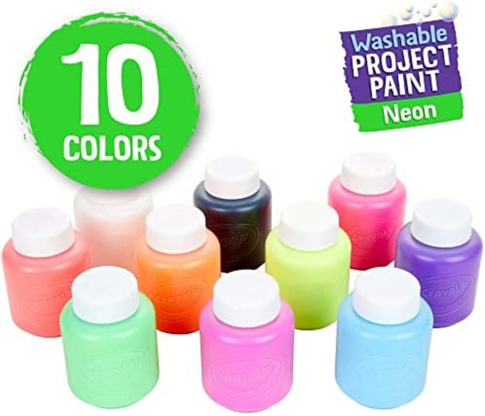 image 1 of Crayola Washable Neon Kids Paint Set 10 Colours