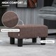 image 3 of HOMCOM Chic Linen Fabric Footstool Ottoman Cube with 4 Plastic Legs Brown