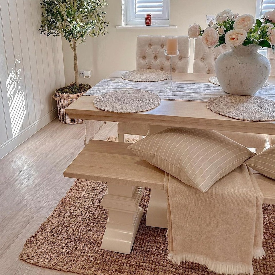 image 1 of KUKOON Handmade Boucle Area Rug Soft Pile Living Room Jute Plain 80cm x 150cm