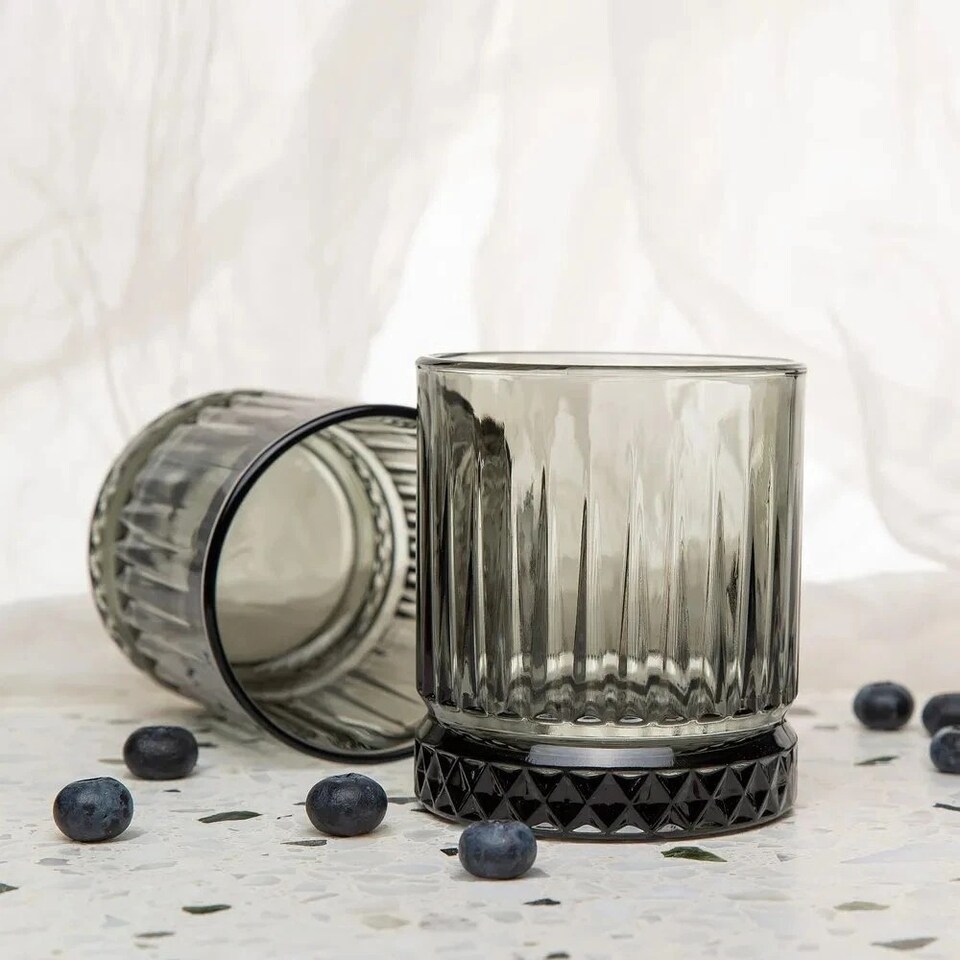 image 1 of Elysia Coloured Glasses Sets Drinking Glass Whiskey Tumblers | Grey | Set of 4 Grey 355ml | 4