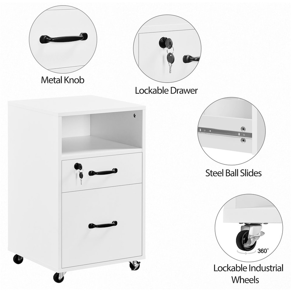 image 1 of Yaheetech 2-Drawer and 1-Open Shelf Vintage File Cabinet