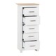 image 2 of Portland 5 Drawer Narrow Chest - L40 x W48 x H114 cm - White/Oak Effect