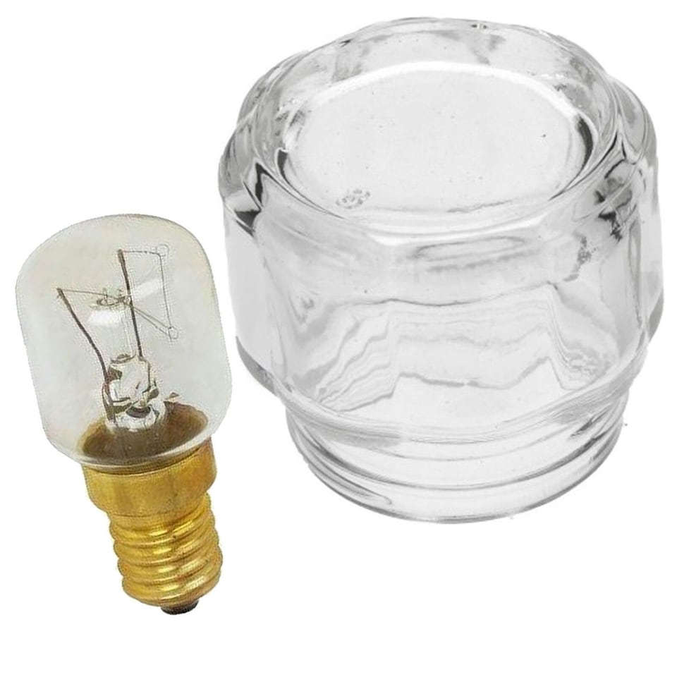image 1 of SPARES2GO Glass Lamp Lens Cover + 25w Light Bulb compatible with Siemens Oven Cooker