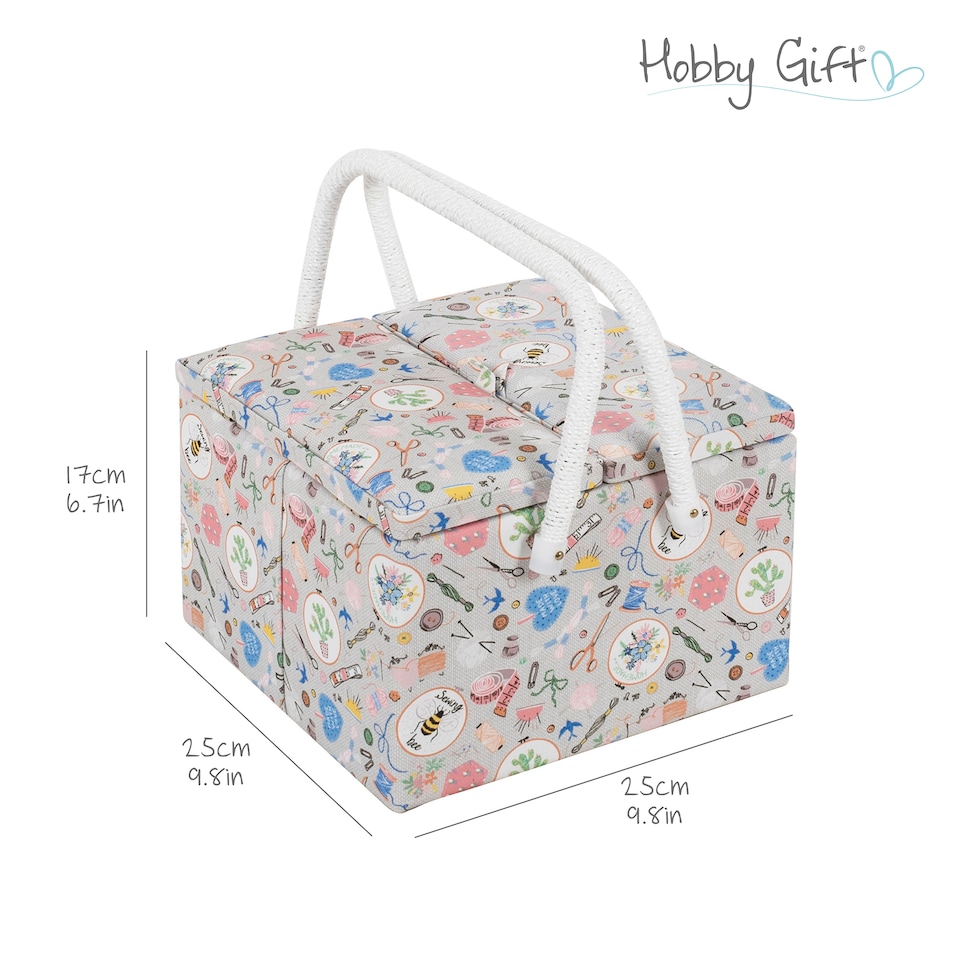 image 1 of Hobby Gift Large Twin Lid Sewing Storage Box, Sewing Notions