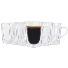 Rink Drink Double Walled Coffee Glasses - 285ml - Pack of 6 Clear