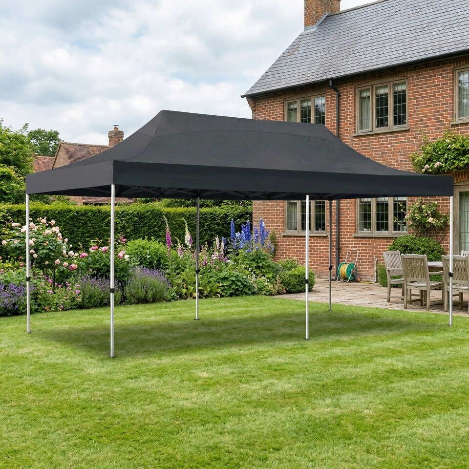 image 1 of Pop Up Gazebo 3m x 6m Garden Marquee Waterproof UV Resistant Grey