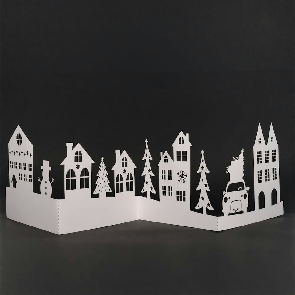 image 1 of Colour Your Own Laser Cut Christmas Scene Festive Greeting Card by Icon Craft