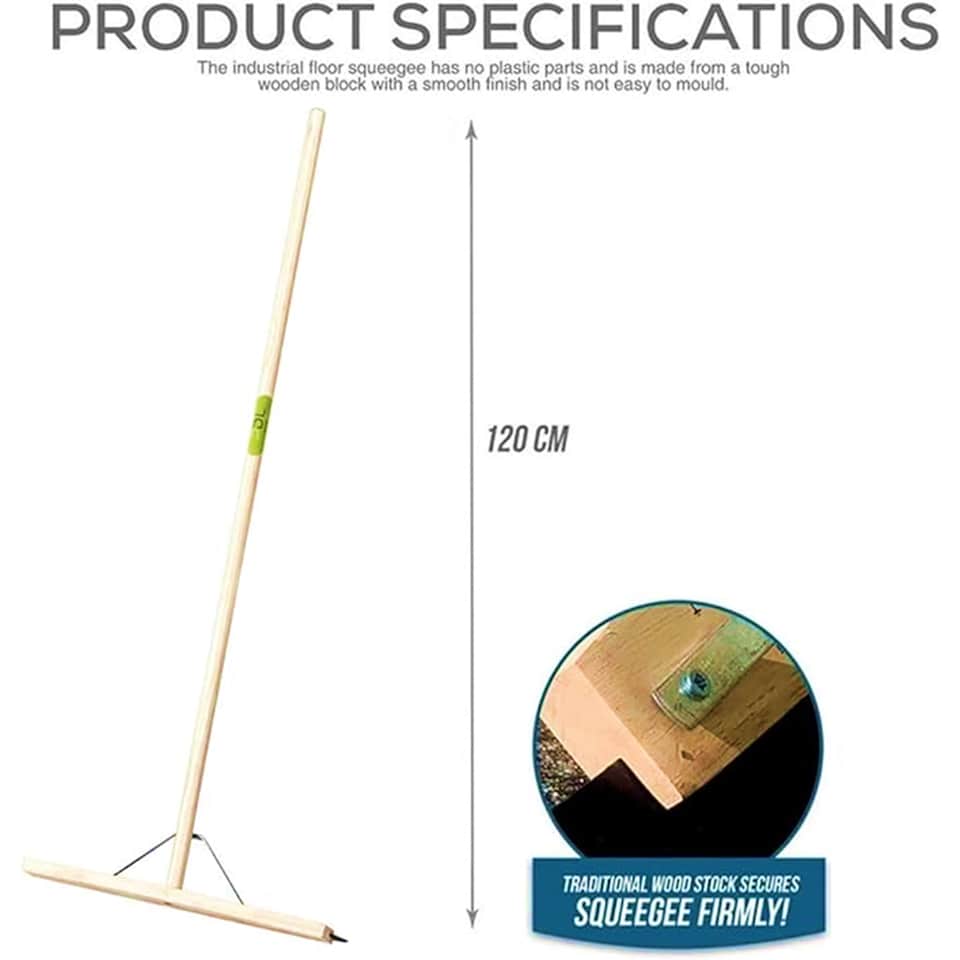 image 1 of Pegdev Industrial Rubber Squeegee 18" with Wooden Handle and Bracket