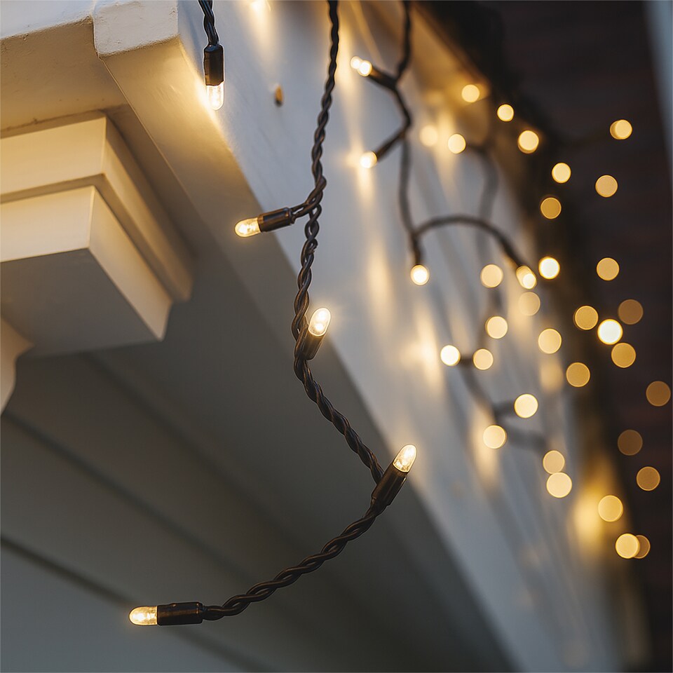 image 1 of Icicle lights Black Rubber 10cm space 60/40/20 Drop 10% 12M