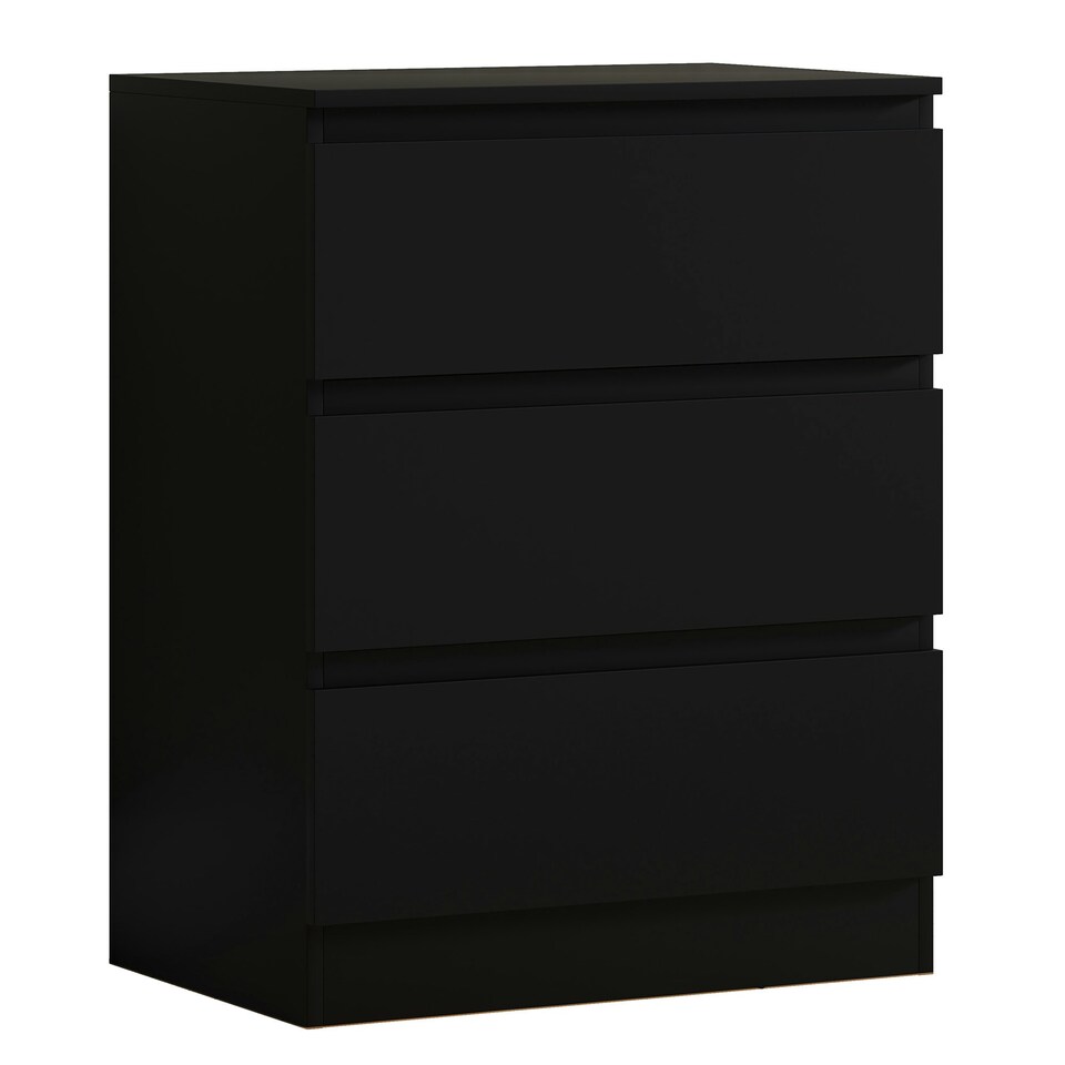 image 1 of FWStyle Carlton 3 Drawer Chest Of Drawers - Matt Black