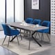 image 9 of Single Camden Modern Velvet Dining Chair with Armrests, Quilted Design & Black Metal Legs Blue